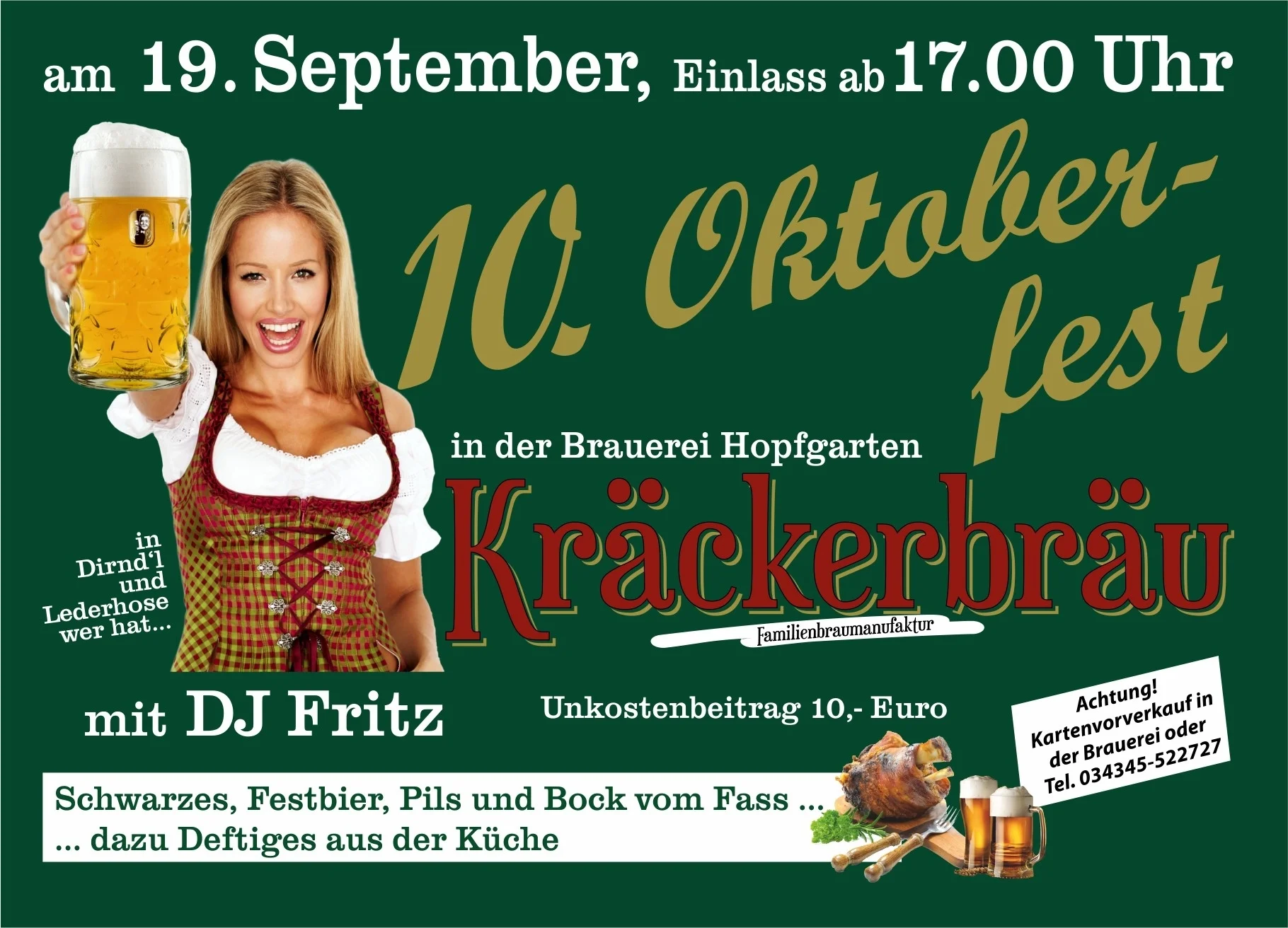 Ankündigung zum 10. Oktoberfest bei Kräcker-Bräu